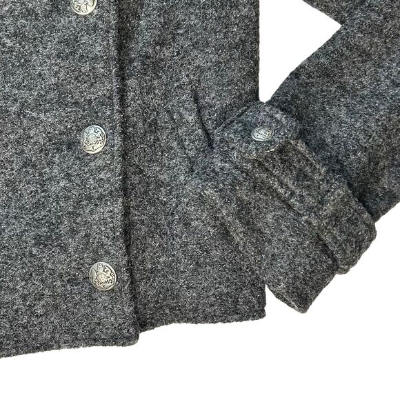 Free People Wool Blend Gray 4 Bohemian Embroidered Pleated Button Jacket Blazer - Picture 5 of 13